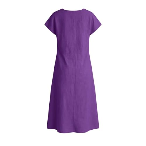 Robe effet lin doux coupe ample contre la chaleur des sorties - 5