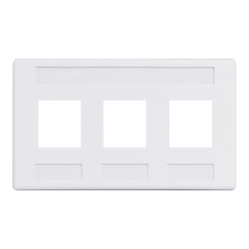 ICC Modular Furniture Faceplate with 3 Ports (1 Pack), TIA Cutout Compatible, 1-Piece Fixed Design, Keystone Jack Support, White
