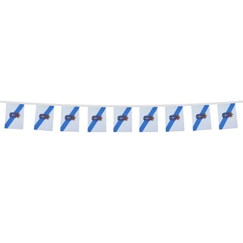 Image of AZ FLAG Galicia 6 meters BUNTING Flag 20 flags 9'' x 6'' - Spanish region of Galicia STRING flags 15 x 21 cm