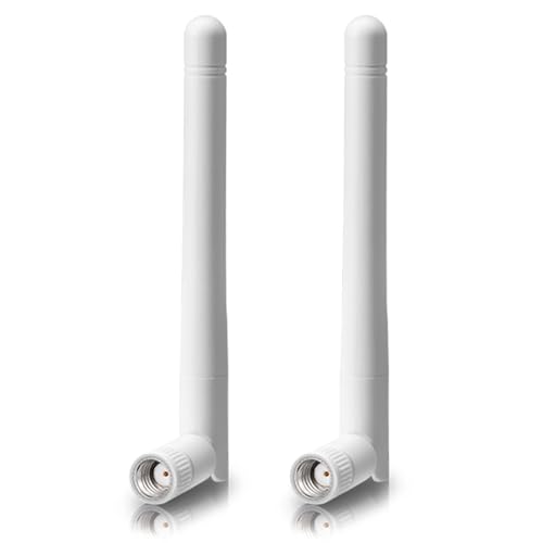 Bingfu Antena WiFi RP-SMA Doble Banda 2.4GHz 5GHz 5.8GHz 3dBi Antena MIMO (Paquete de 2)para Enrutador WiFi Tarjeta de Red Inalámbrica Adaptador USB Seguridad Cámara IP Video Vigilancia Monitor Blanco