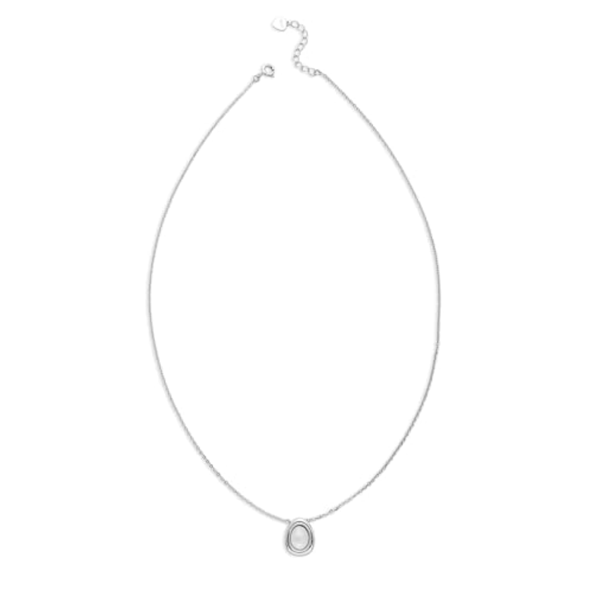 Silver-Plated Opal Stone Studded Contemporary Pendant with Chain