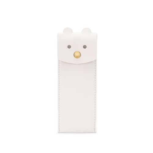Image of Small Pencil Case Simple Pencil Pouch with Flap Opening Design Cute Pattern Stationary Storage Bag (Beige)