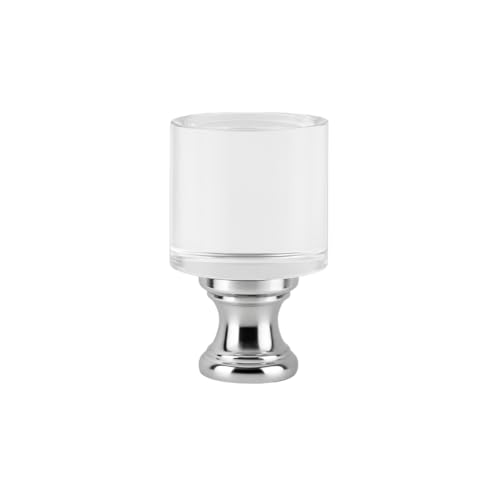Image of Royal Designs, Inc. F-5038L-1 Clear Lucite Lamp Finial, 1.25 x 2.5 inch, Short Cylinder with Polished Silver Base