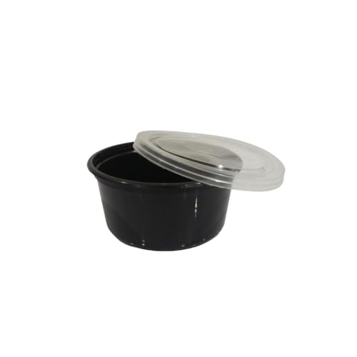 Image of Black Plastic Storage Containers with Lids, 250 ml, Airtight Leakproof BPA-Free, Reusable Food Meal Prep Boxes, Pack of 10