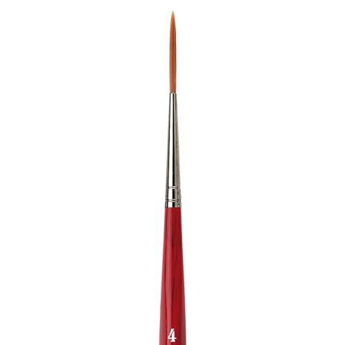 Image of da Vinci Watercolor Series 1280 CosmoTop Spin Paint Brush, Medium Needle-Sharp Liner Synthetic with Red Handle, Size 4