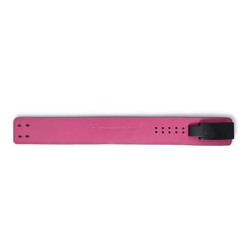 Image of 10MM Lever Gym Belt for Men & Women | 100% Full Grain Genuine Leather Powerlifting Belt | IPF Standard Weight Lifting Belt | Pink Belt with Black Buckle | Size Small