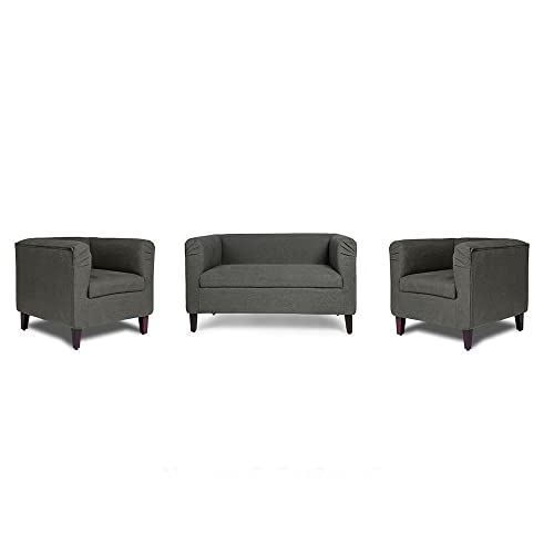 Image of Wakefit Sofa Set | 3 Year Warranty | Sofa 4 Seater, 4 Seater Sofa for Living Room, Wooden Sofa Set, Sofa Set 2+1+1 Seater - Miami(Tahoe : Ash Grey)