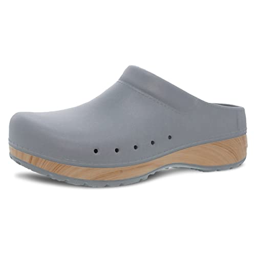 Dansko Kane Slip-On Pantoletten für Damen – leichter, gepolsterter Komfort und herausnehmbares EVA-Fußbett mit Fußgewölbeunterstützung – leicht zu reinigendes Obermaterial, GRAU, 7.5-8