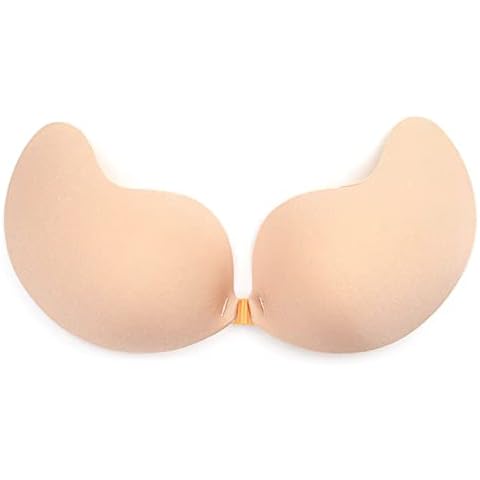 Manxing Women Invisible Adhesive Strapless Bra Invisible Push Up Reusable Bra Backless Sticky Bra Silione Invisible Nipple Covers Nude Cover