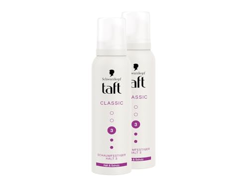 Schwarzkopf Taft Schaumfestiger Classic Halt & Schutz (2x 150ml), Haltegrad 3, Haarschaum für alle Haartypen, für Haarschutz und Halt, vegane Formel*