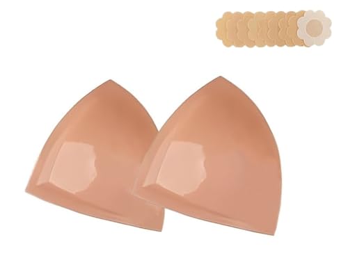 Image of DEPOVOR Large Size Double-Sided Sticky Inserts Lightly Padded for D+ Cups, Reusable Adhesive Lifting Bras for Large Bust Beige
