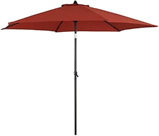 2.7m Wind Up Parasol  Tilt and Crank Mechanism - Polyester Canopy  Stylish Garden Umbrella in Green, Blue, Terracotta, Grey or Beige.