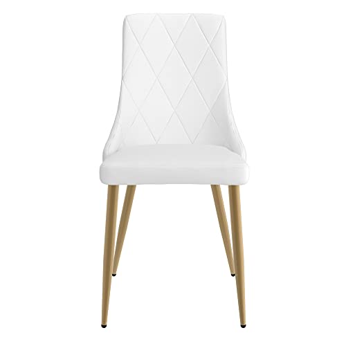 Nspire Set of 2 Contemporary Faux Leather and Metal Side Chair in White and Gold by Nspire - Used condition - Image 4