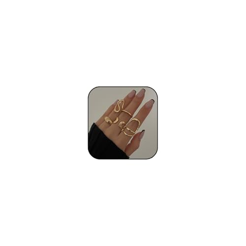 Bague or 14 carats femme ensemble de bagues épaisses empilables et ajustables