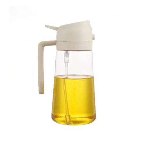 DMWLZHO Dispensador y pulverizador de aceite de vidrio 2 en 1, botella de cocina a prueba de fugas de 500 ml for cocinar(White)