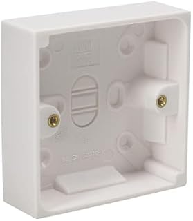 Axiom Surface Mounted Back Box Pattress Single 1 Gang 25mm Deep Electrical Socket, White (1)