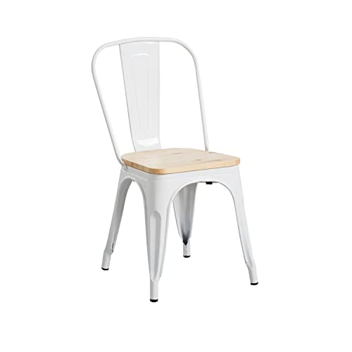 THINIA HOME Silla Industrial Strong con Asiento de Madera 45x54x85cm