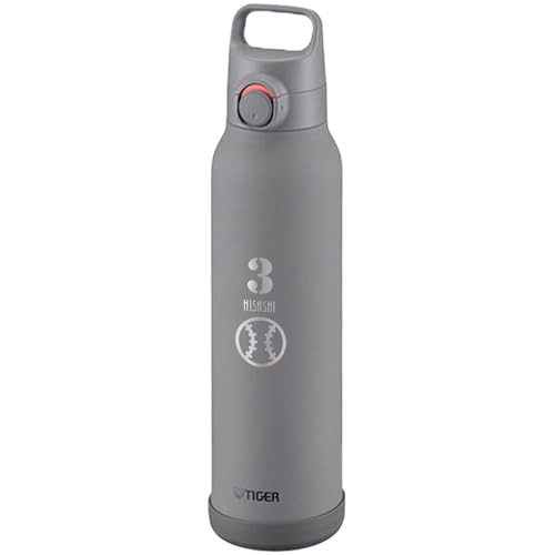 水筒 名入れ 1リットル 1.5リットル タイガー魔法瓶 背番号&マーク 真空断熱ボトル 1L 1.5L MTA-H100 MTA-H150 保冷専用 持ち手付き (ダブグレー, 1.5L)