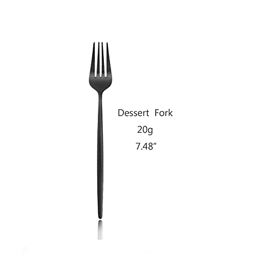 JANKNG Salad Dessert Forks Set of 6, Dessert Forks Set Table Forks Flatware 18/0 Stainless Steel Matte Polishing 7.48-Inch Silverware (Black, 6pcs) by JANKNG - Image 2