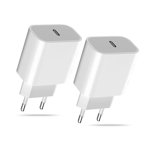 2-Pack Caricatore Alimentatore USB‑C da 20W per iPhone 16/16 Pro /16 Plus/15/15 Pro/15 Plus/14/14 Pro/13/12/ 11/ SE/XS/XS Max/XR/X/iPad/AirPods, Caricabatterie Veloce Presa USB C Spinotto Tipo C