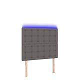 Eleganz Cabecero de cama gris 90 x 5 x 118/128 cm de piel sintética, fácil de limpiar