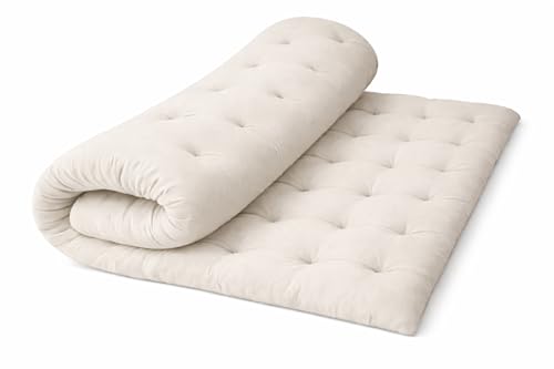 Image of ATOOTFUSION Soft Cotton Quilt | Foldable Light Weight Filled Single Firm Cotton Quilt Mattress| Gadda (Solid Coloured, 2 Sleeping Capacity, 5 x 6 ft or 72 x 60 Inches Queen) (Off White)