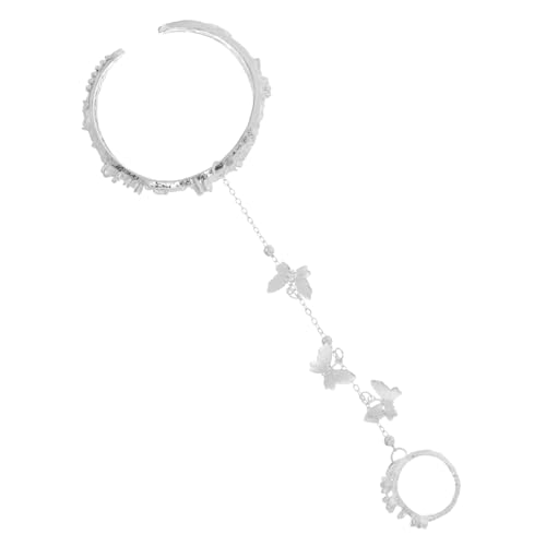 GARIOUANS 蝶モチーフリングブレスレット 手首装飾チェーン レディース古風手? 軽量耐久 指輪一体型 ファッションアクセサリー 女性用