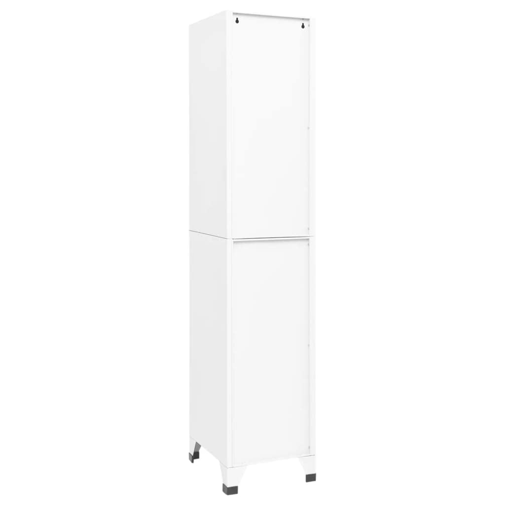 Hothingwell Szafka z szafkami biała 38x40x180 cm Stal | Zamykane drzwi z wentylacją, uchwyt na etykiety, na ubrania i rzeczy osobiste, idealny do szkoły i biura