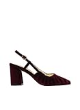 Azarey Zapato DE Terciopelo Burdeos Destalonado TACÓN Ancho - (Talla 37)