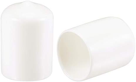 sourcing map 50pcs Round Rubber End Caps 5/16"(8mm) White Vinyl Cover Screw Thread Protectors