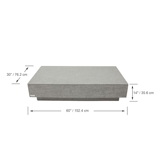 Elementi Home Tevere L60 Rectangular Concrete Coffee Table, Modern Minimalist Coffee Table, Concrete Furniture, Accent Table for Patio, Living Room, Garden, Indoor and Outdoor (Space Grey)
