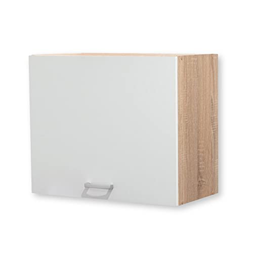 ANDY Moderner Hängeschrank Küche in Eiche Sonoma Optik, Weiß matt - Geräumiger Küchenschrank mit viel Stauraum - 60 x 50 x 31 cm (B/H/T)