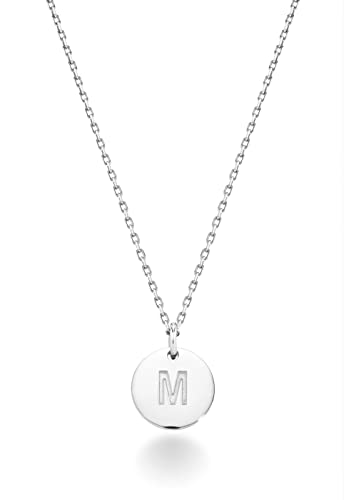 Miabella 925 Sterling Silver or 18K Yellow Gold Over Silver Round Initial Pendant Necklace for Women...