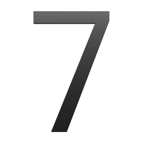 7 Inch Black House Number 7 for Outside – Modern Floating Address Numbers, Weather-Resistant Metal, Easy to Install, Large Size, Stylish 3D Effect for Home, Office, and Street