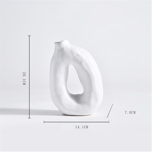 Vase géométrique en céramique blanc d'exception pour arrangement décoratif raffiné