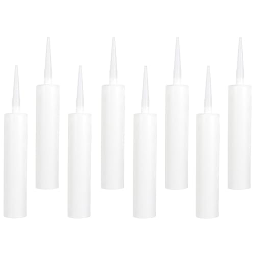 Kisangel 8 Tubos de Calafateo Vacíos de Plástico Blanco Rellenable 300 Ml para Sellado y Masilla en Puertas Ventanas y Baños Accesorios para Dispensadores de Adhesivo Profesional
