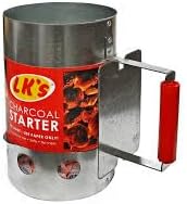 LK's Charcoal Starter, 1mm Galvanised Steel, with Polypropylene Handle and Heat Shield, 160x260mm