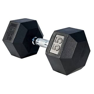 French Fitness Rubber Coated Hex Dumbbell Set 55-75 lbs (New) - Thumbnail 2