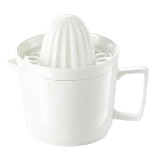 Hohopeti Exprimidor Manual de Frutas con Vaso Cerámico Portátil para Jugos de Limón y Naranja Prensa Cítricos Integrada Fácil Limpieza y Uso Seguro