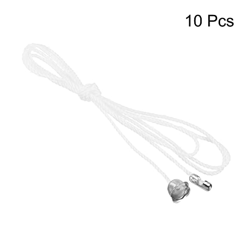 Image of MECCANIXITY Pull Cord for Ceiling Switch, Light Pull Cord String Ceiling Fan String with Connector Pull Chain Extension, White Silver, Pack of 10