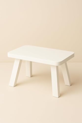 Image of SBF Furniture Mini Flower Side Table, 30 cm, Matte Finish, Modern Minimalist Design, 3 Angled Legs (4P White Stool)