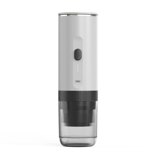 Image of Slim Portable Coffee Maker Compact Portable Coffee Machine LED Indicator Lights Kitchen Appliance Transparent Chamber, White, Espresso 2588