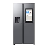 Samsung Frigorifero Side by Side Family Hub RS90F67BET/EF con Dispenser Acqua/Ghiaccio, Wifi con AI Energy Mode, Smart Cooling, SpaceMax, 614 L, LxAxP: 91,2 x 178,4 x 72,6 cm, Metal Inox