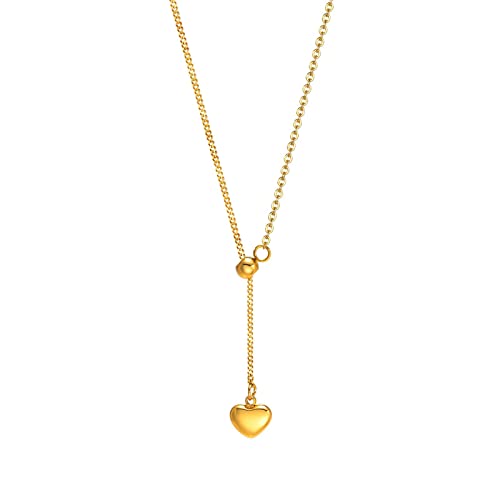 Collier pendentif coeur doré acier inoxydable femme chaîne 50cm tendance