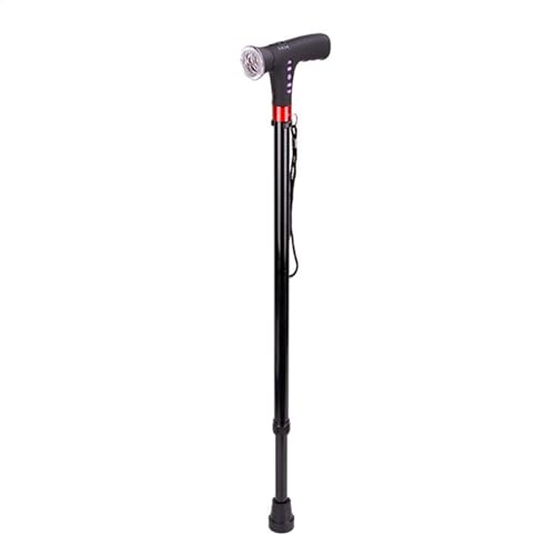 Bastón - Bastón Plegable con Alarma Y Luces | Bastón De Senderismo Ajustable Y Ligero para Hombres Y Mujeres con Alarma, Radio con Luz LED Y Mango Acolchado para Discapacitados Y Ancianos