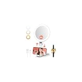 MOMOKUBA 30fach Vergrößerungsspiegel mit Licht, Aufladbarer Kosmetikspiegel mit Beleuchtung, Höhenverstellbarer Tragbarer Reisespiegel mit Display, Ideal für Reisen & Make-up, Toller Damen Geschenk