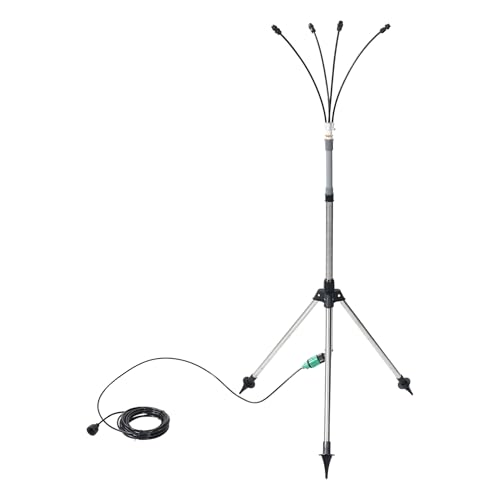 Jrifedptry Pulverizadores de pie para patio exterior, altura ajustable, sistema de nebulización de soporte de 4.1 pies para refrigeración al aire libre, soporte portátil