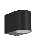 Aplique de exterior de la serie GACELA de color NEGRO con forma cilíndrica y estilo moderno. Realizado en ABS y cristal. Sus dimensiones son 8x7x9 centímetros. Contiene un portalámpara GU10. Bombilla no incluida. Su luz tiene salida inferior dando luz hacia abajo. Está preparado para exterior con un índice de protección de IP44. Modelo disponible en Gris y en Negro y en dos tamaños.