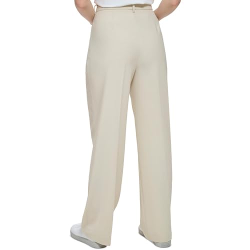 Calvin Klein Womens High Waist Business Wide Leg Pants Beige 83