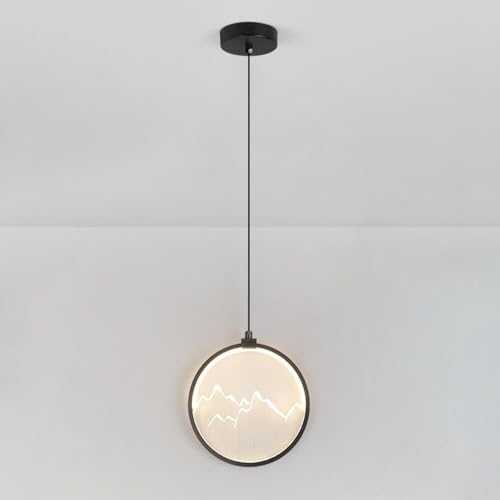 TONFON Lámpara colgante moderna LED de 13 W con aro de metal y pantalla acrílica, redonda y negra, ideal for cocina, isla, sala de estar, dormitorio, mesita de noche, comedor, pasillo, lámpara de tech